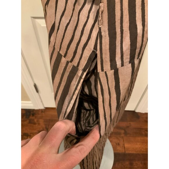V DE VINSTER Brown Striped Shiva Shift Dress W/ Raw Hems, Size Medium - Picture 5 of 8
